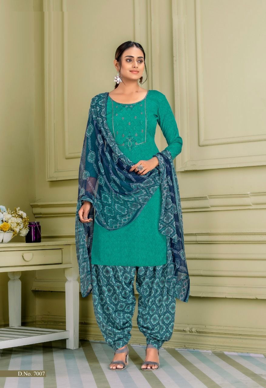 Priyaa 7 Premium Cotton Printed Regular Wear Patiala Dress Material Collection